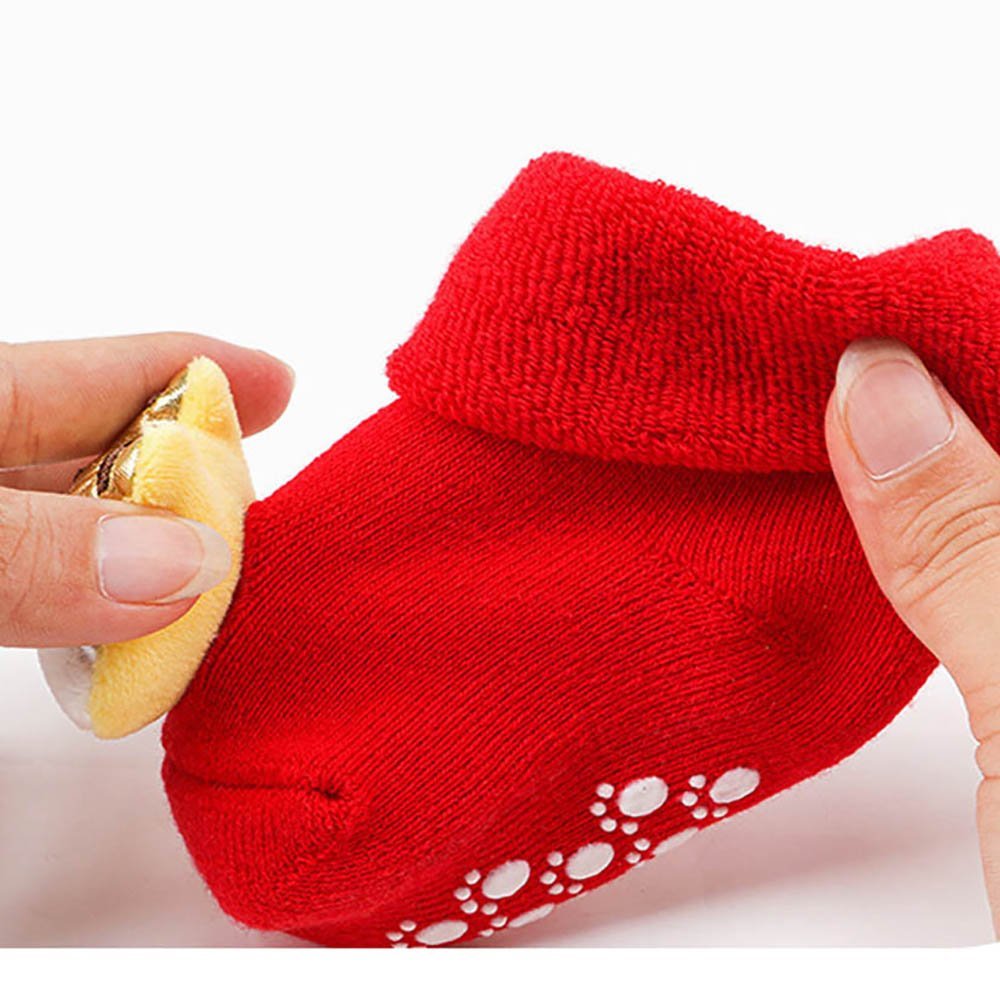 Little Surprise Box Golden 3D Lucky Festive Cat Christmas Booties For Infants