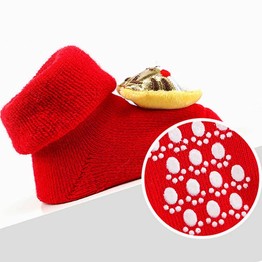 Little Surprise Box Golden 3D Lucky Festive Cat Christmas Booties For Infants