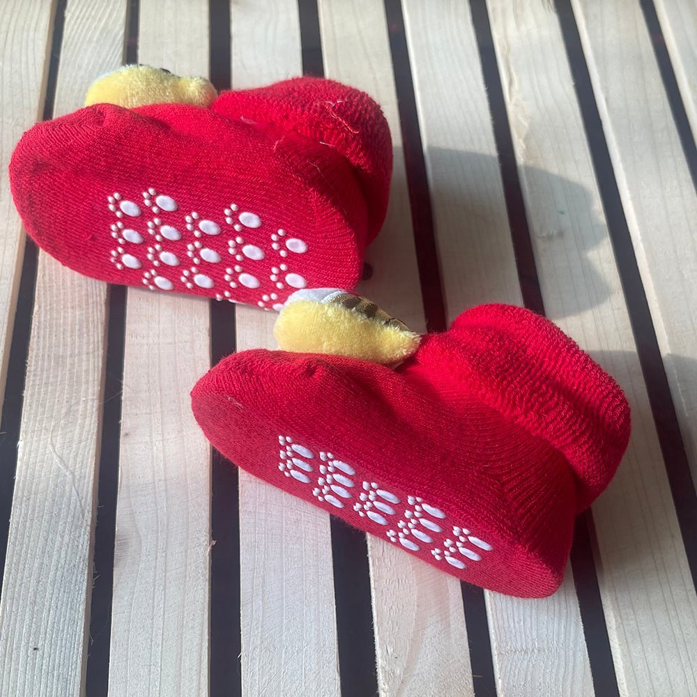 Little Surprise Box Golden 3D Lucky Festive Cat Christmas Booties For Infants