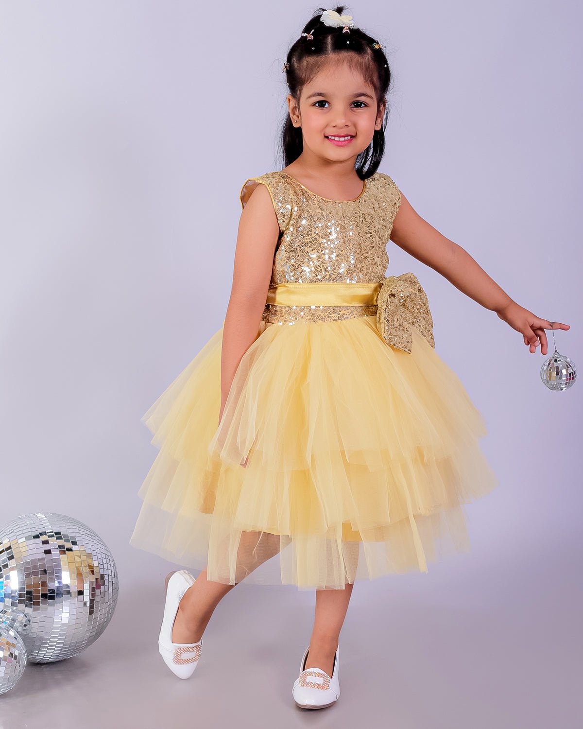 Golden Starlight Tulle Girls Dress