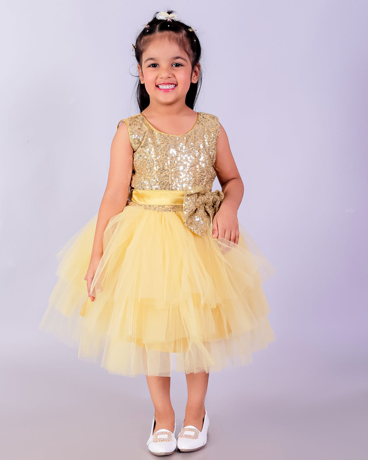 Golden Starlight Tulle Girls Dress