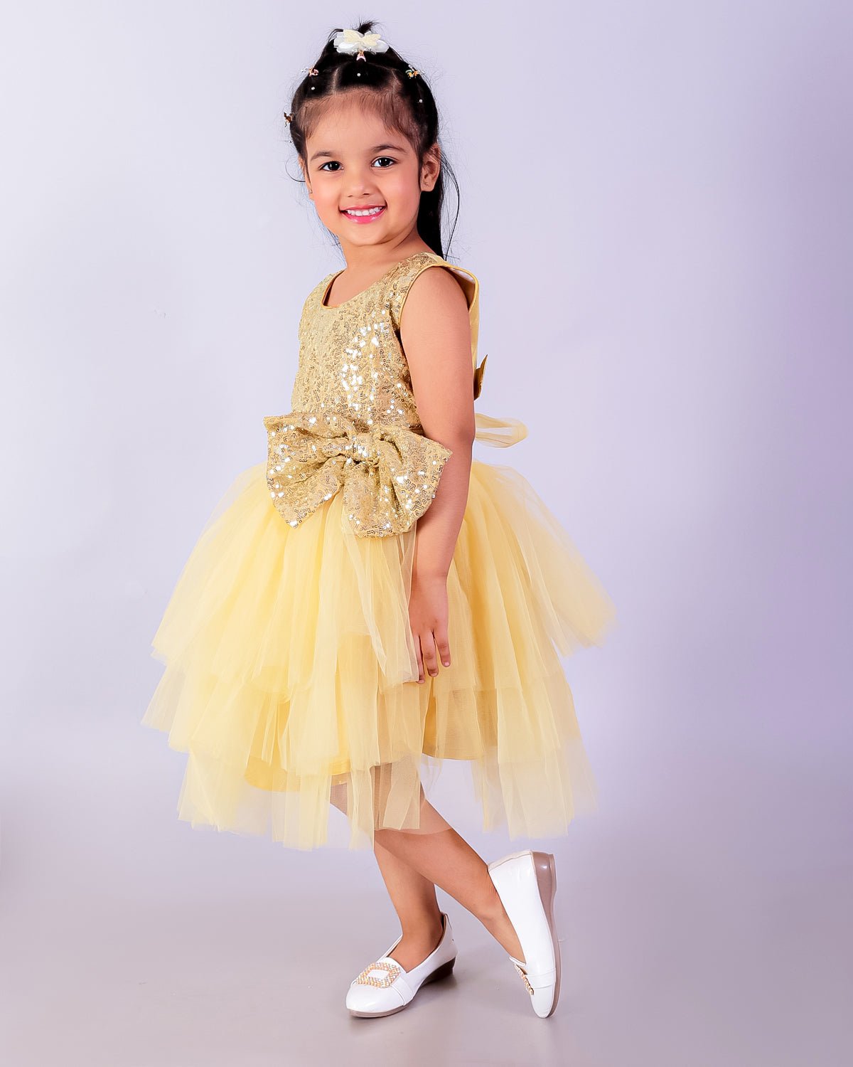 Golden Starlight Tulle Girls Dress