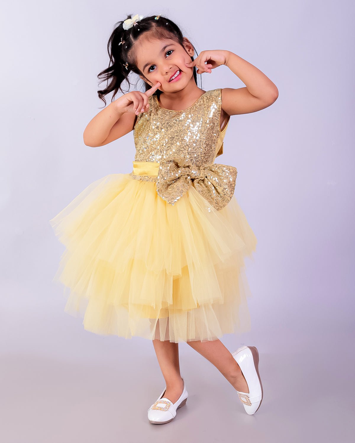 Golden Starlight Tulle Girls Dress