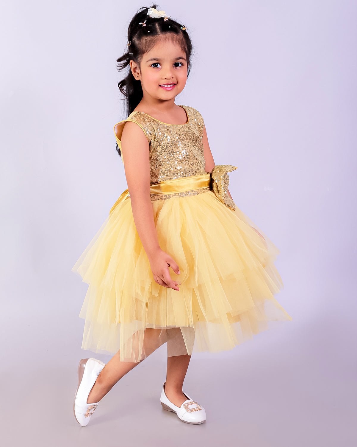 Golden Starlight Tulle Girls Dress