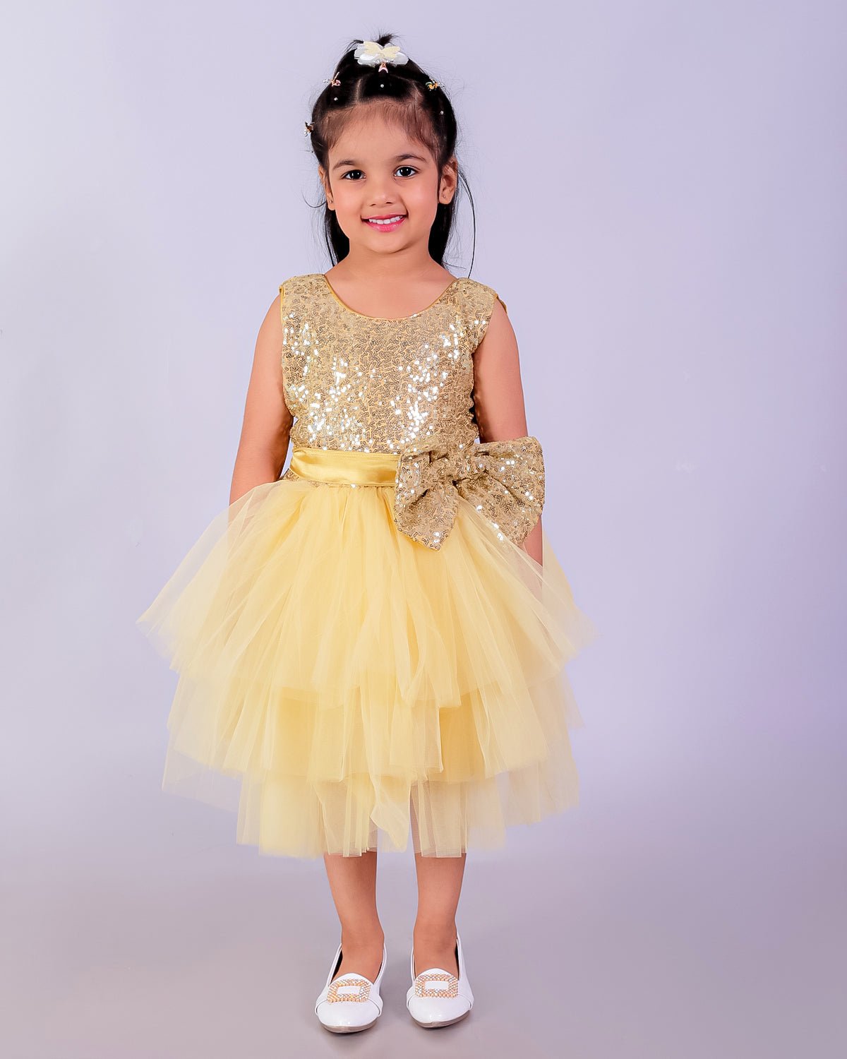 Golden Starlight Tulle Girls Dress