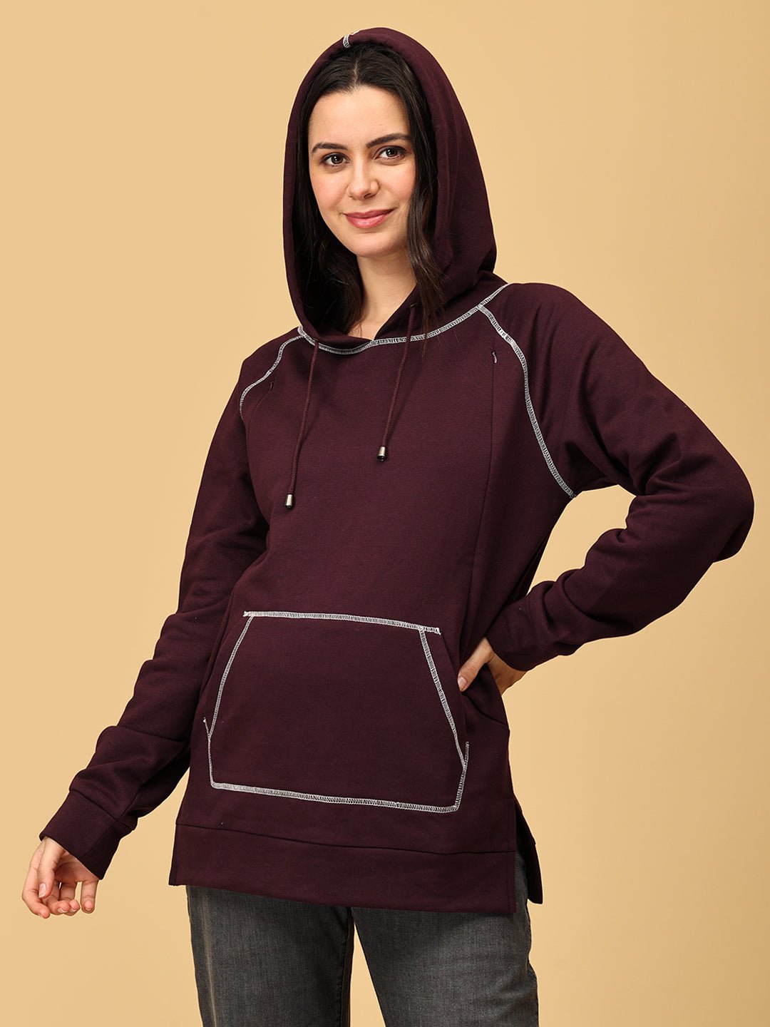  Grape to Meet You Maternity and Nursing Hoodie Sweatshirt Wine