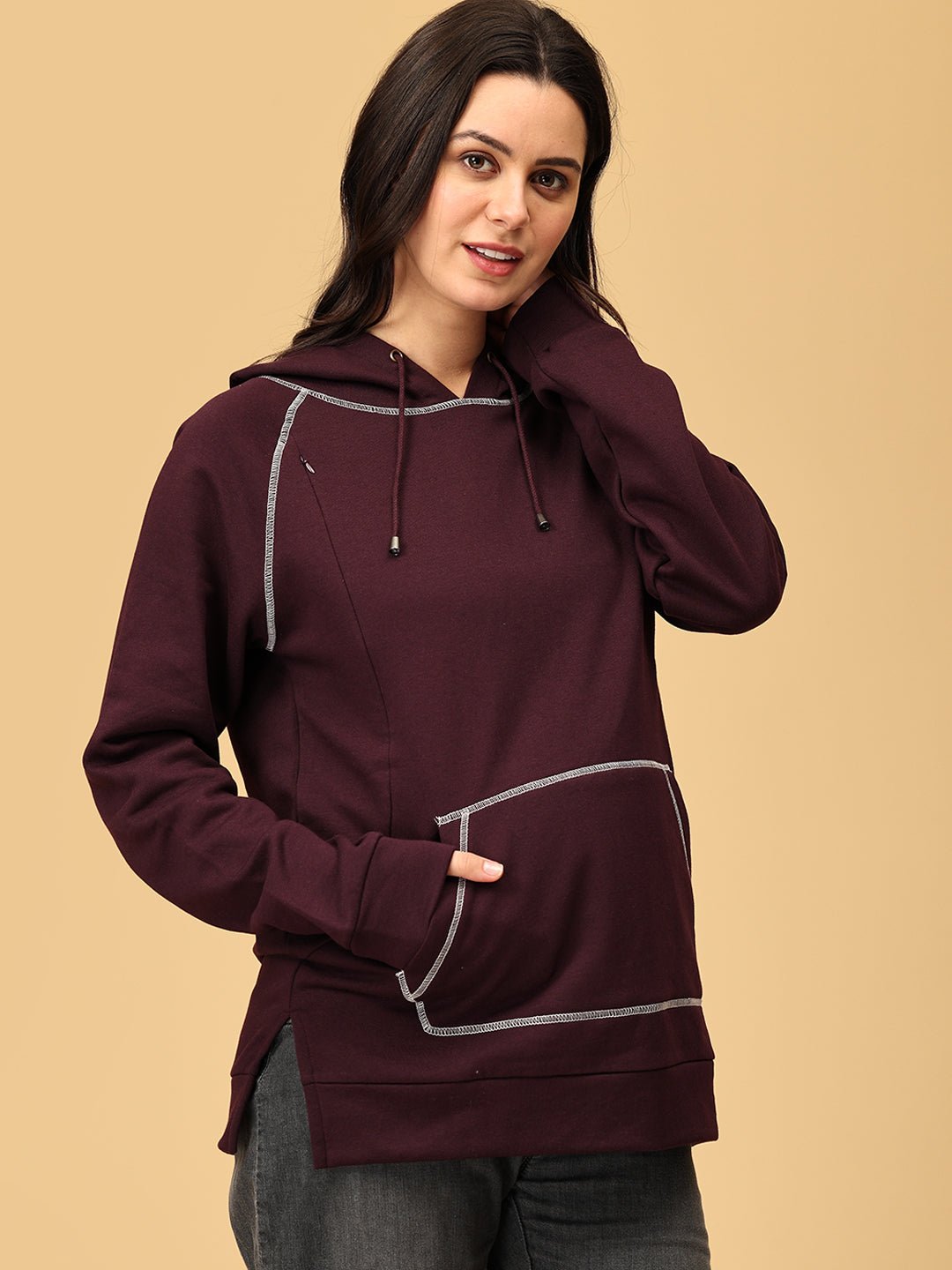  Grape to Meet You Maternity and Nursing Hoodie Sweatshirt Wine