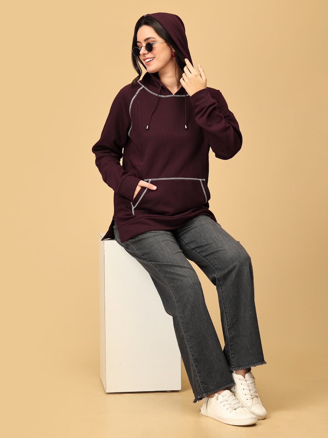  Grape to Meet You Maternity and Nursing Hoodie Sweatshirt Wine
