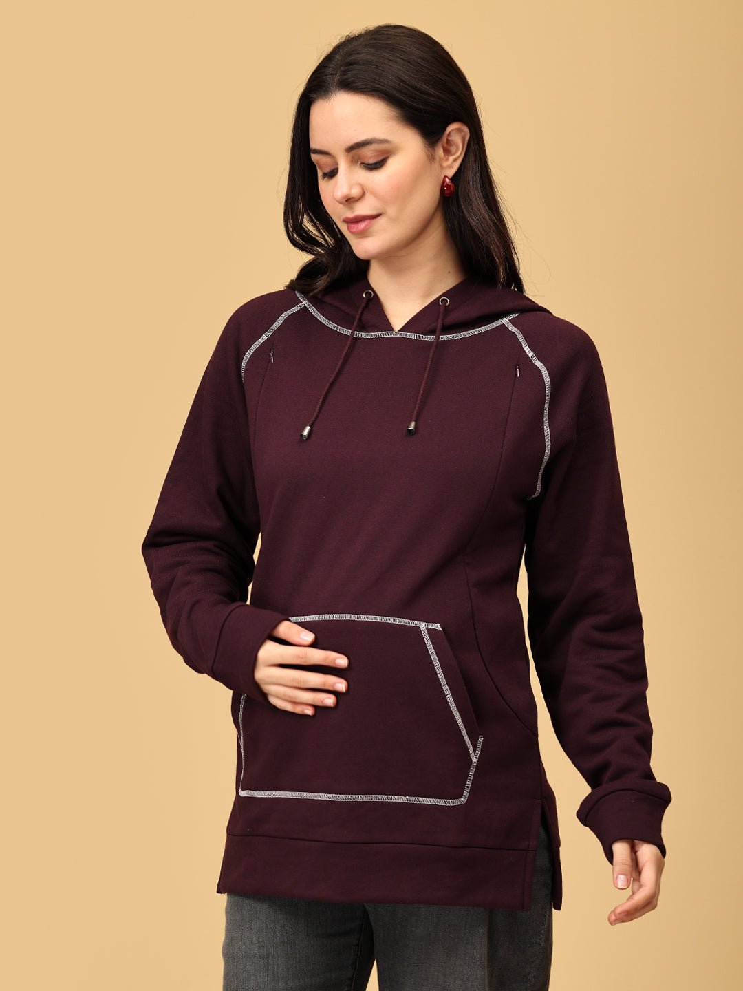  Grape to Meet You Maternity and Nursing Hoodie Sweatshirt Wine