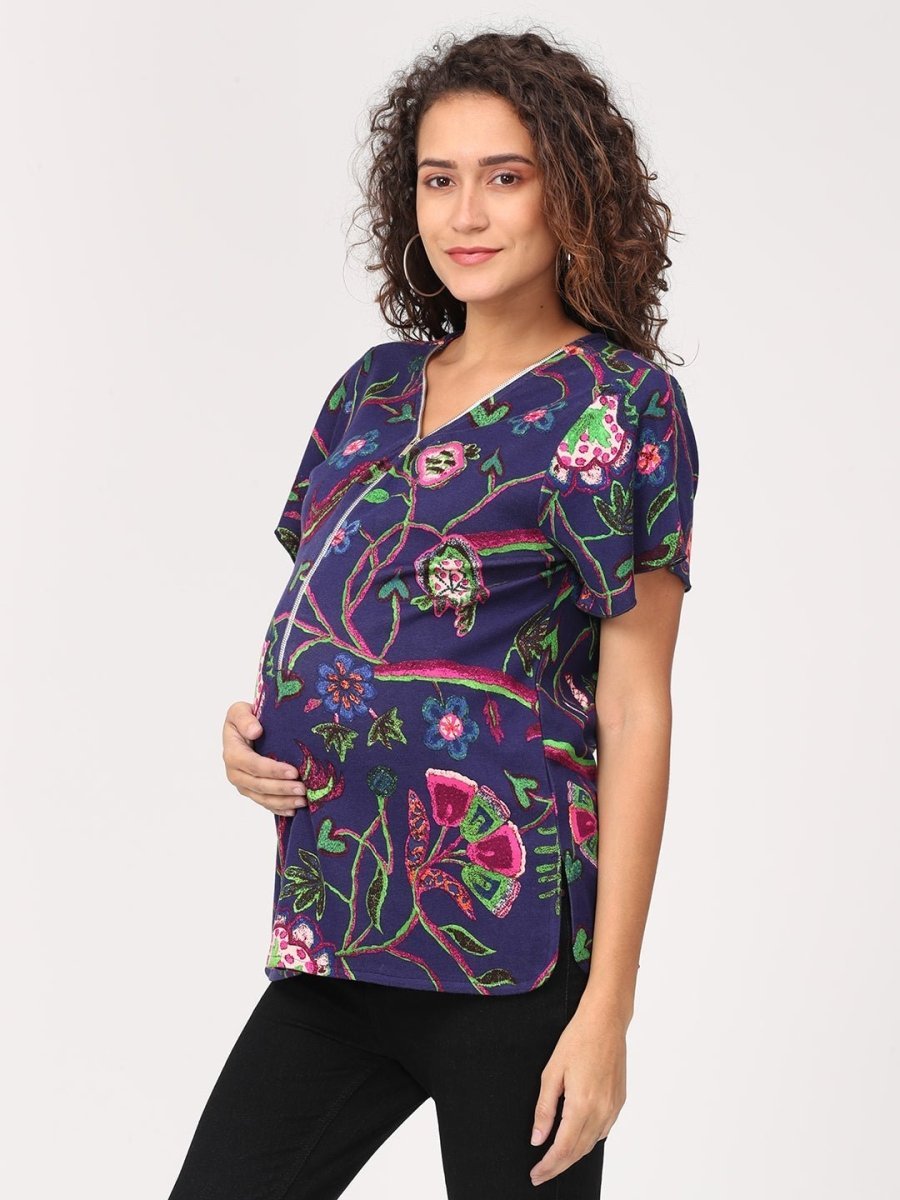  Grape Vine Maternity and Nursing Top Blue