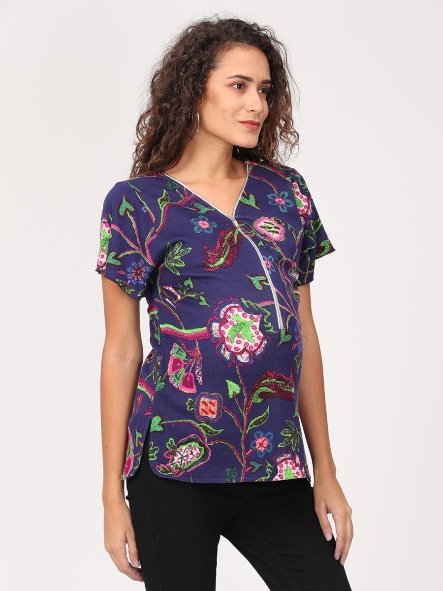  Grape Vine Maternity and Nursing Top Blue