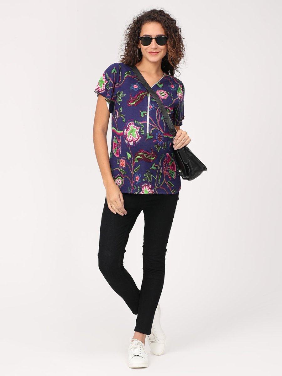  Grape Vine Maternity and Nursing Top Blue