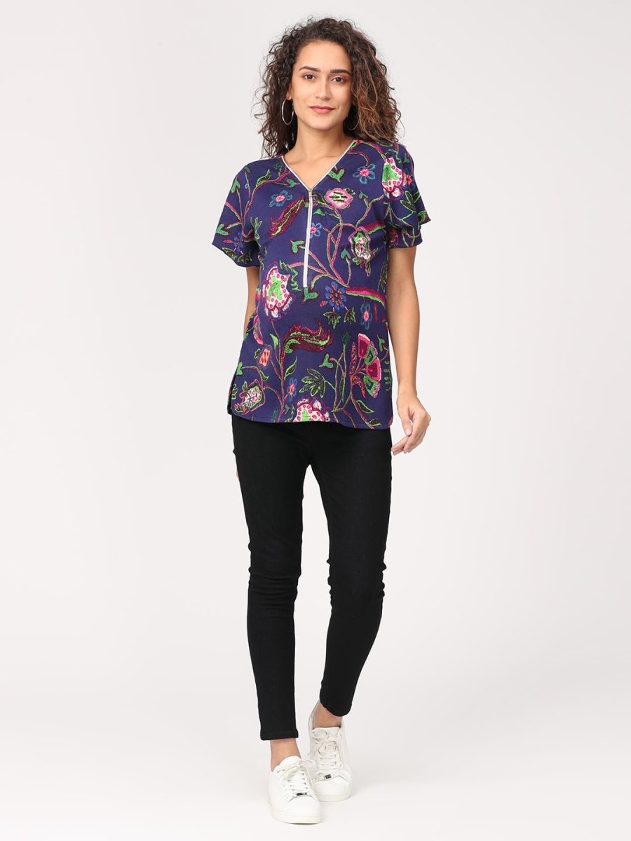  Grape Vine Maternity and Nursing Top Blue
