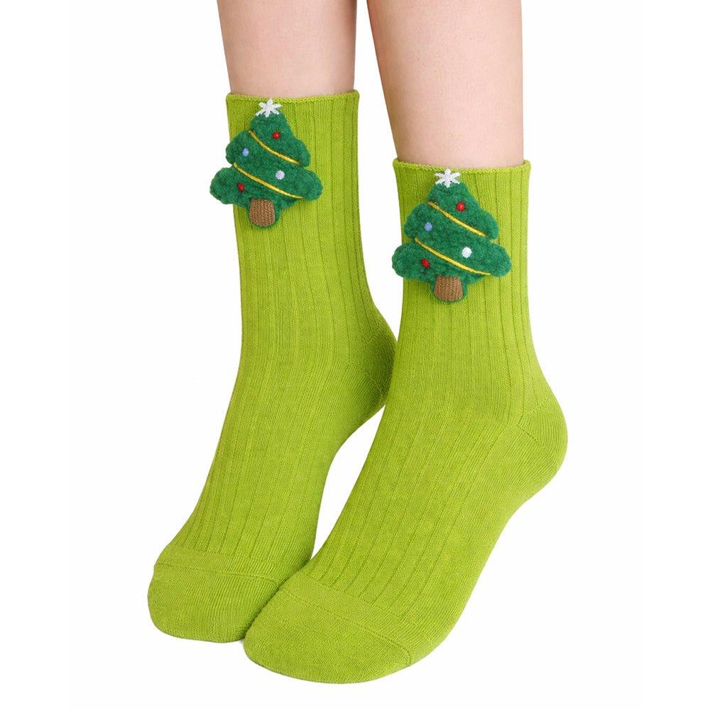Little Surprise Box Green 3D Deer Stockings Christmas Ankle Socks