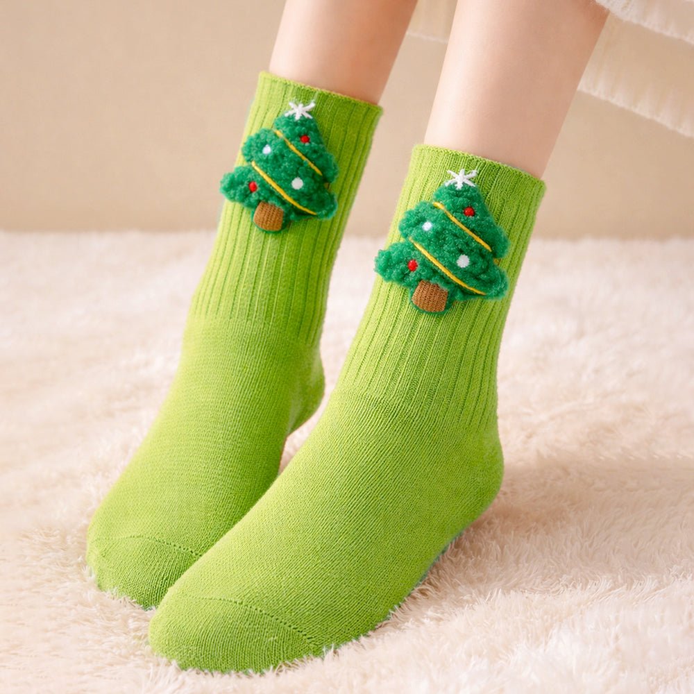 Little Surprise Box Green 3D Deer Stockings Christmas Ankle Socks