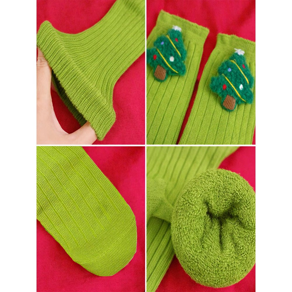 Little Surprise Box Green 3D Deer Stockings Christmas Ankle Socks