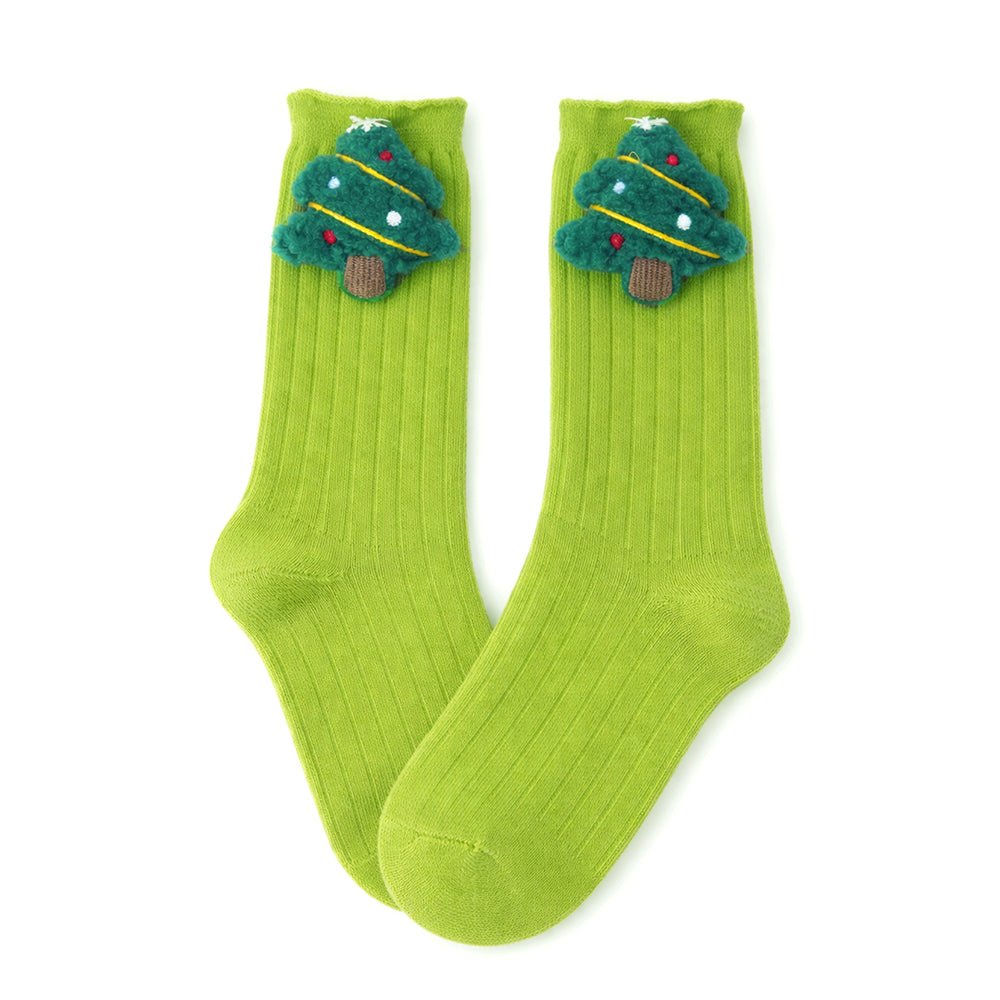Little Surprise Box Green 3D Deer Stockings Christmas Ankle Socks