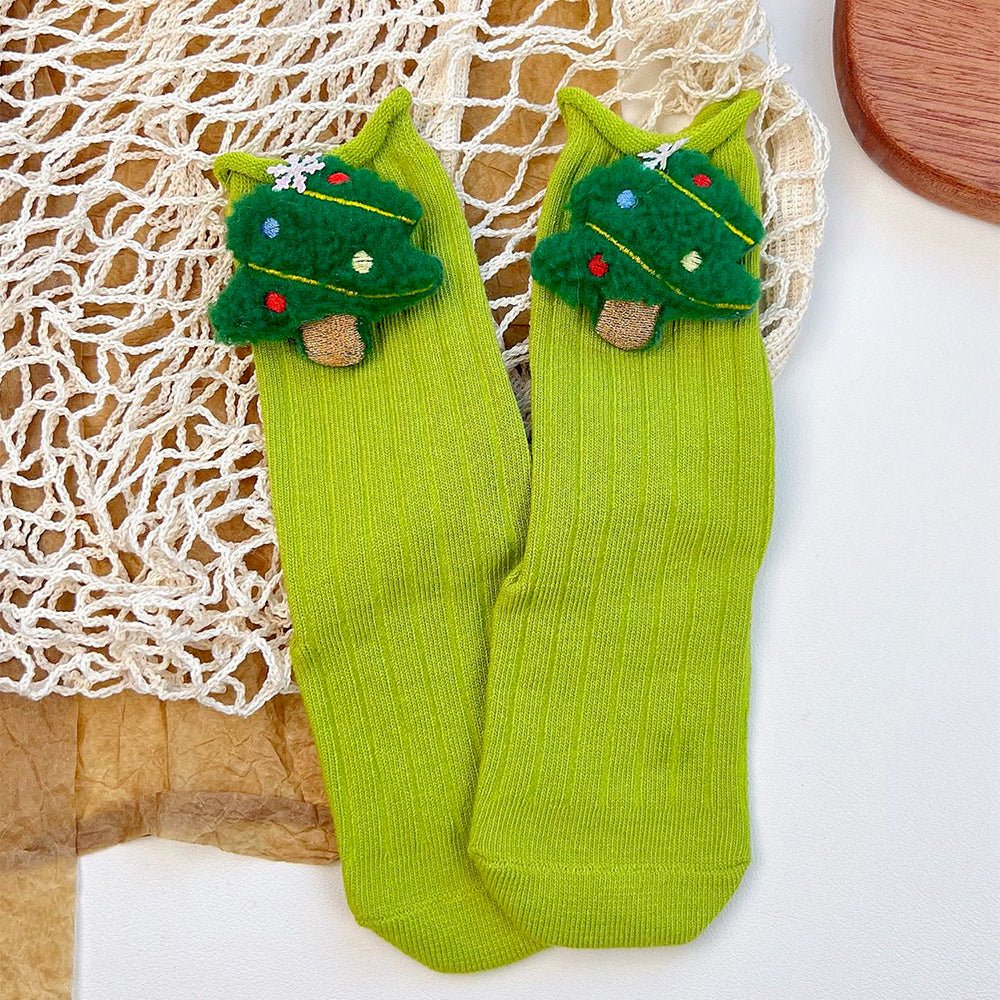 Little Surprise Box Green 3D Deer Stockings Christmas Ankle Socks