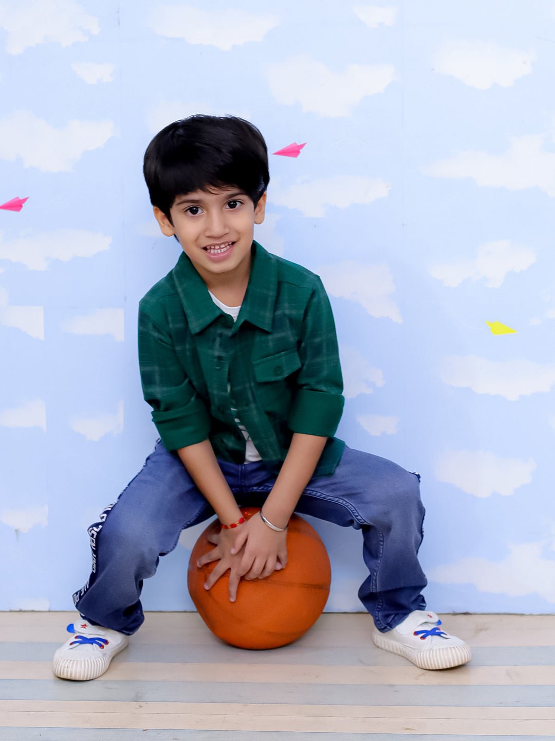 Green Flannel Plaid Full Sleeve Checkered Shirt For Kids