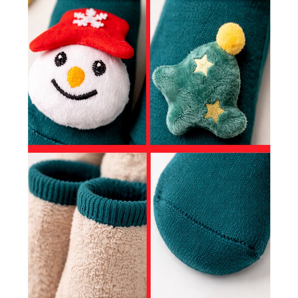 Little Surprise Box Green Snowman Tree Christmas Ankle Socks
