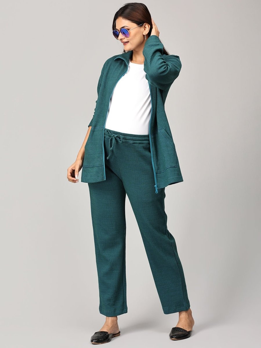  Green Virtue Maternity and Nursing Bomber Jacket Co Ord Set Green