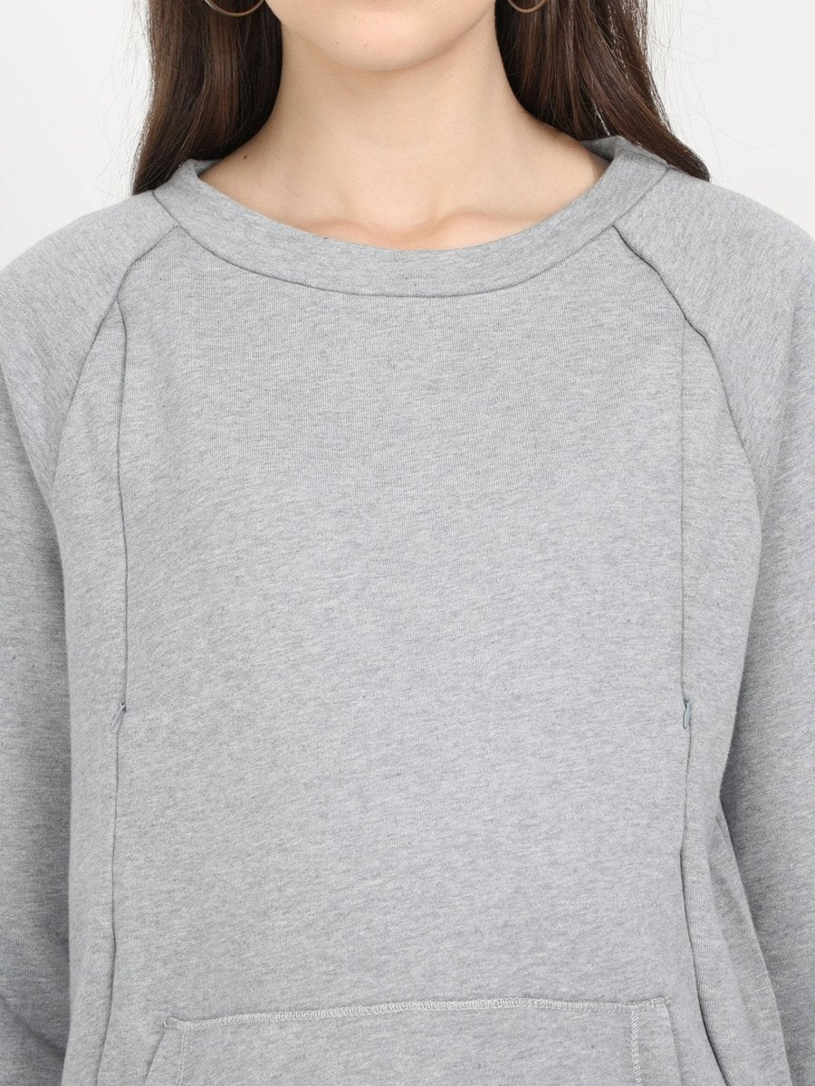  Grey Melange Maternity and Nursing Sweatshirt Grey