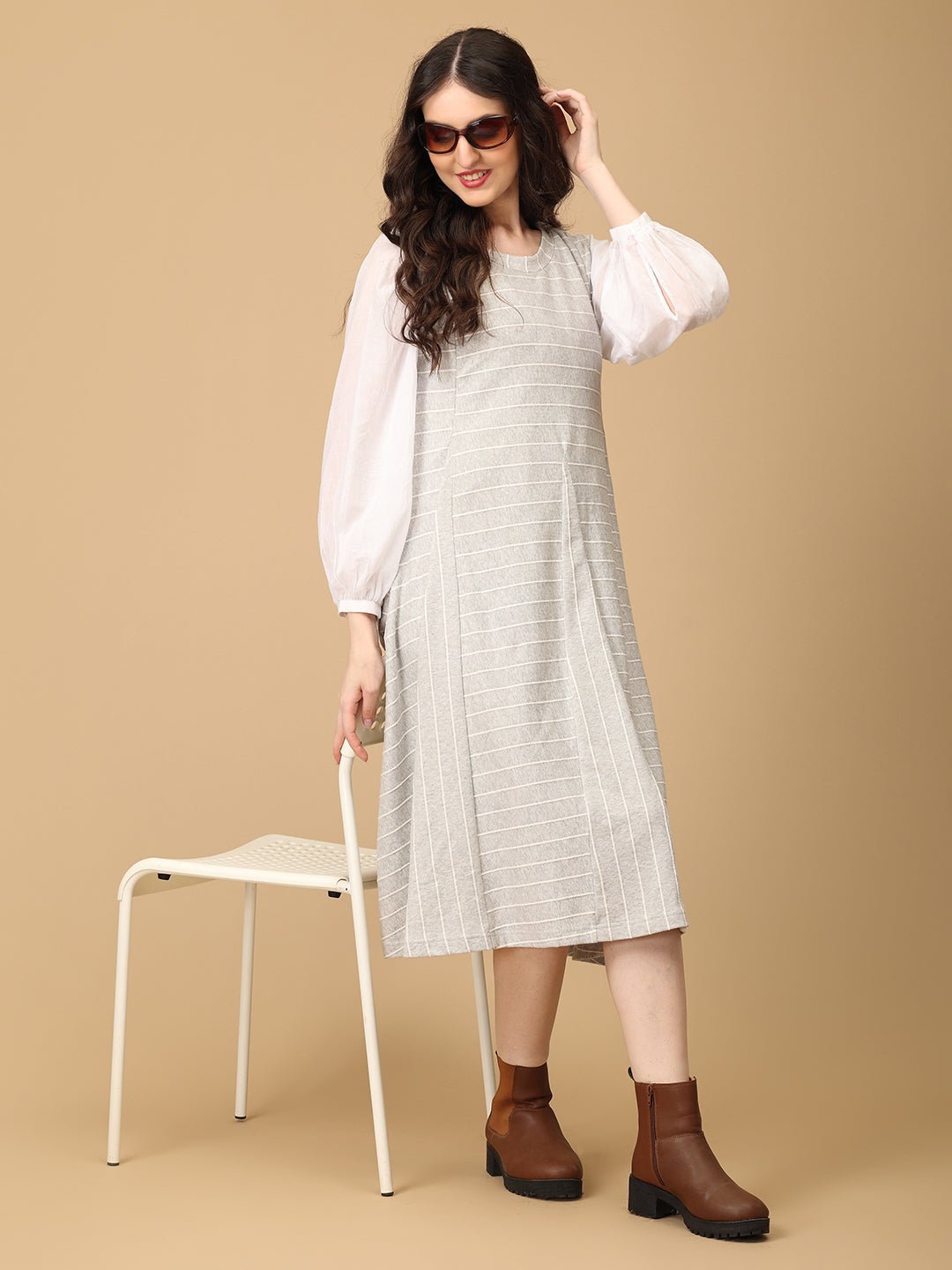  Grey-t Vibes Maternity and Nursing Sleeveless Winter Dress Grey