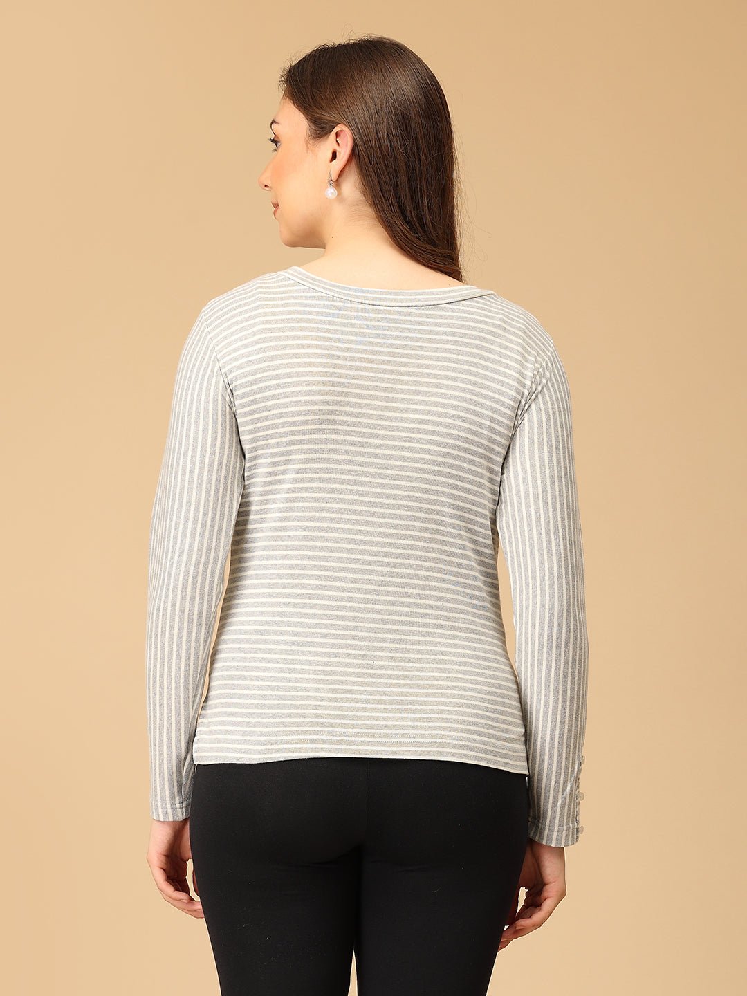 Grey-tful Lines Maternity and Nursing Winter Top Grey