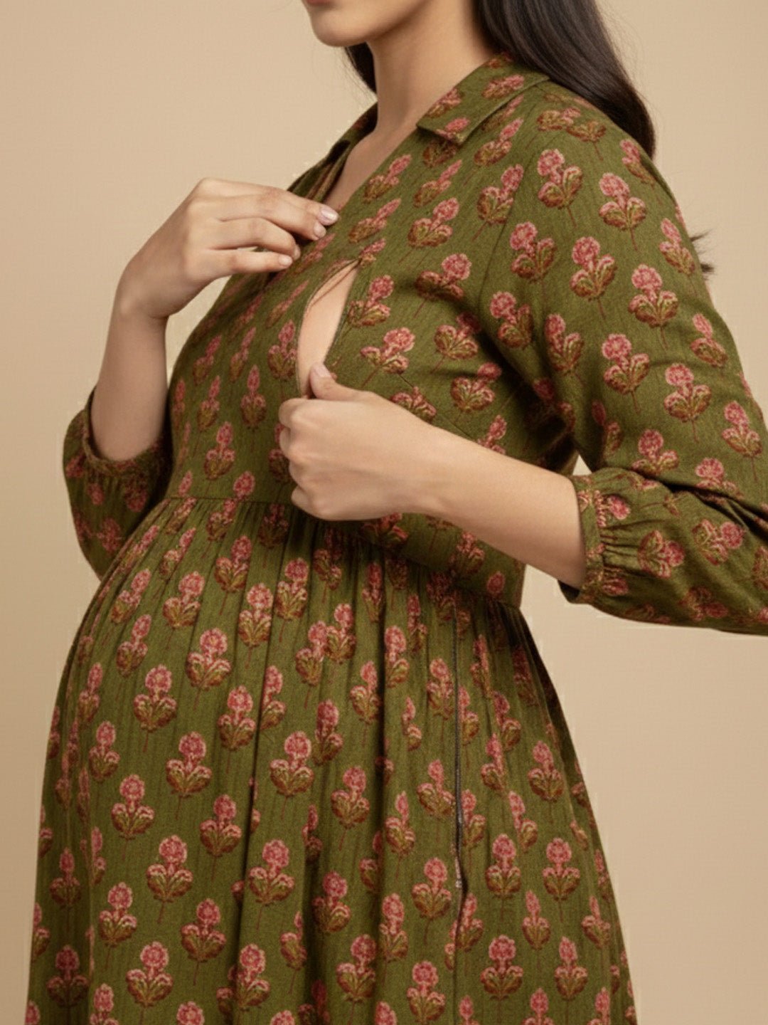  Grin & Green It Maternity and Nursing Dress Multi