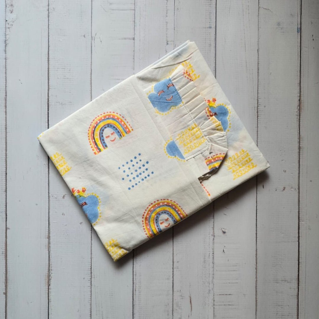Rainbow Dreams 2 PC Kids Organic Cotton Percale Flat Crib Bedsheet