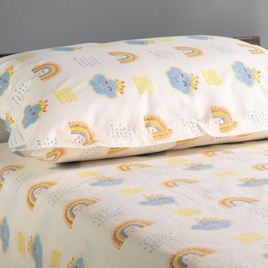 Rainbow Dreams 2 PC Kids Cotton Percale Crib Bedsheet for Newborns