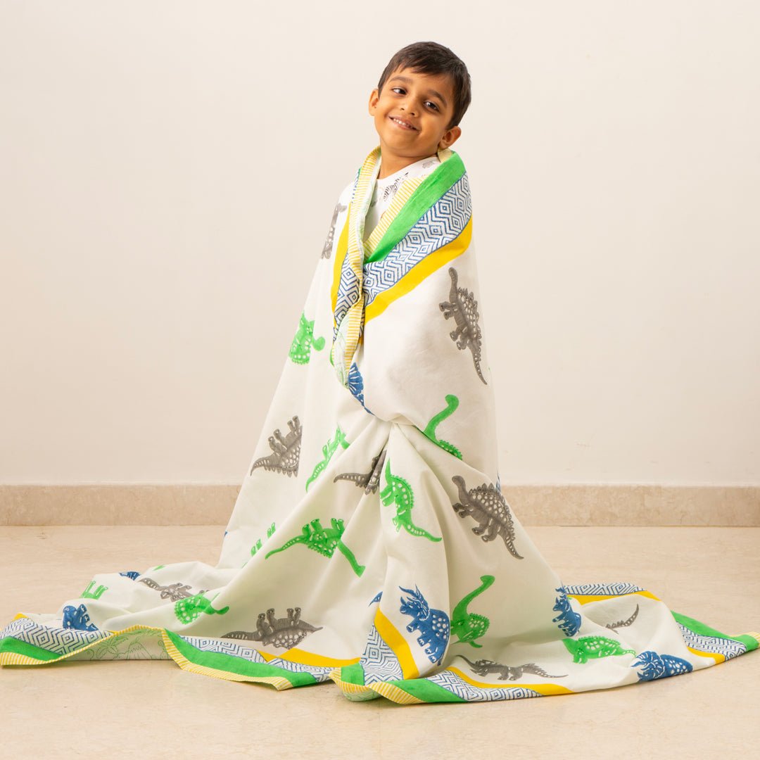 Dinosaur Pals 1 PC Kids Cotton Muslin Dohar Blanket