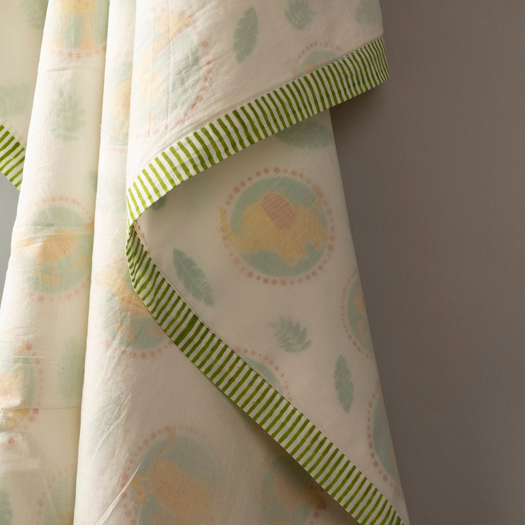 Jungle Safari 1 PC Kids Cotton Muslin Dohar With Hand Screen Print