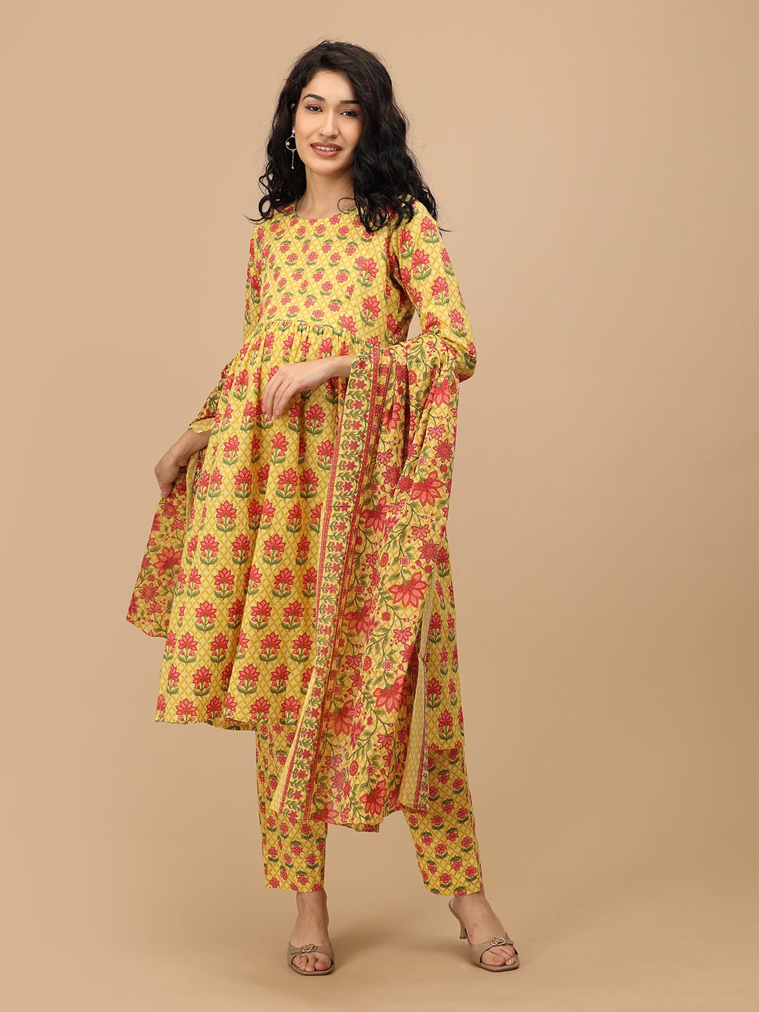  Gulmohar Grace Maternity and Nursing Kurta Set Yellow