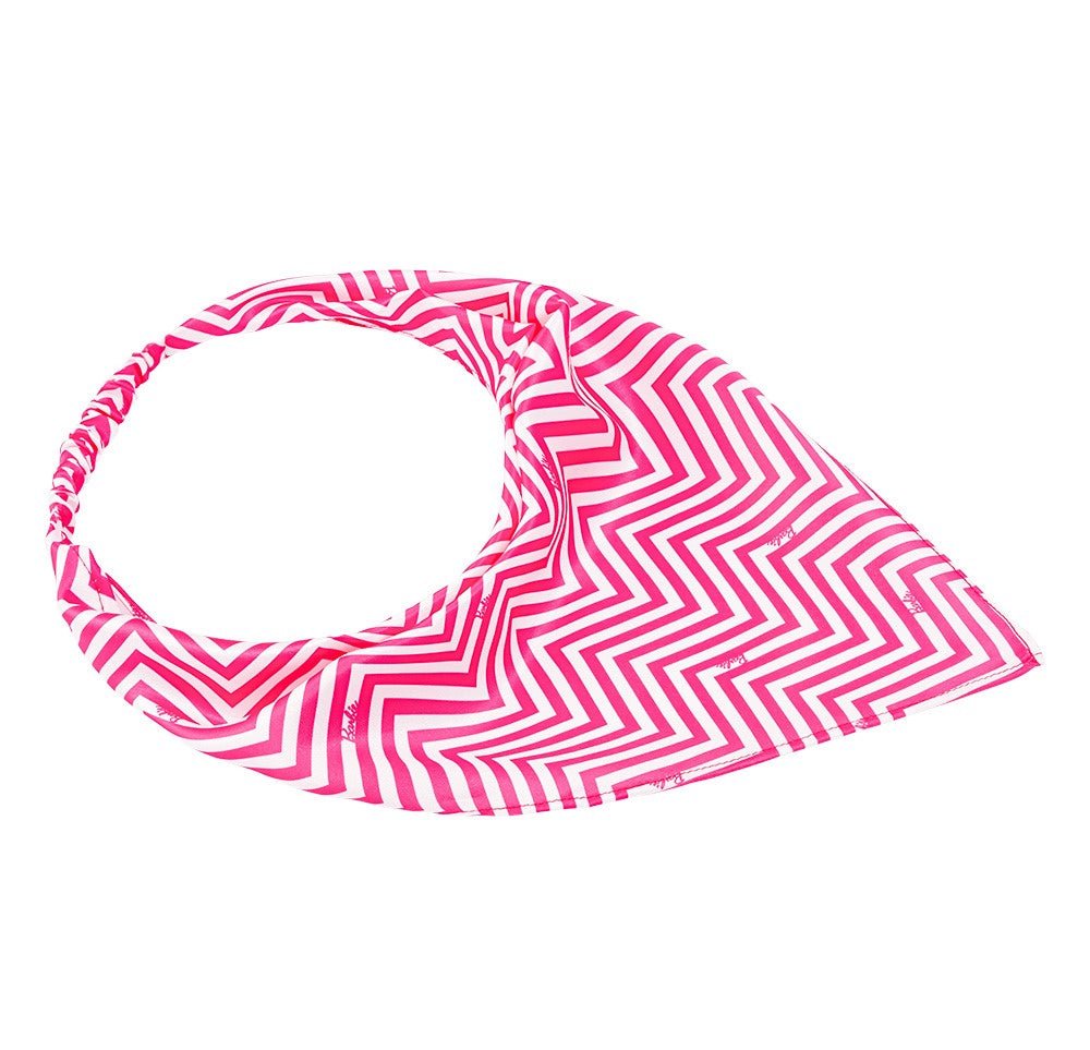 Pink & White Chevron Printed Kids Satin Headscarf Hair Accessory