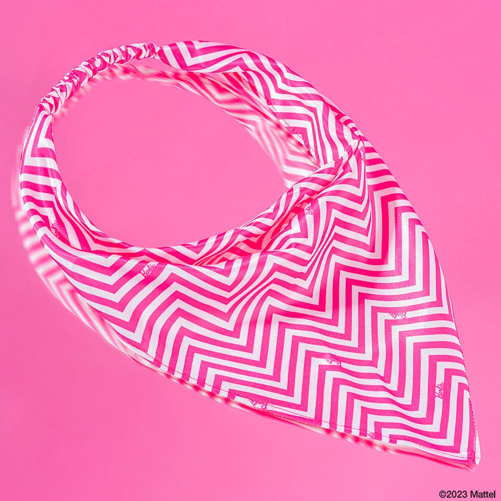 Pink & White Chevron Printed Kids Satin Headscarf Hair Accessory
