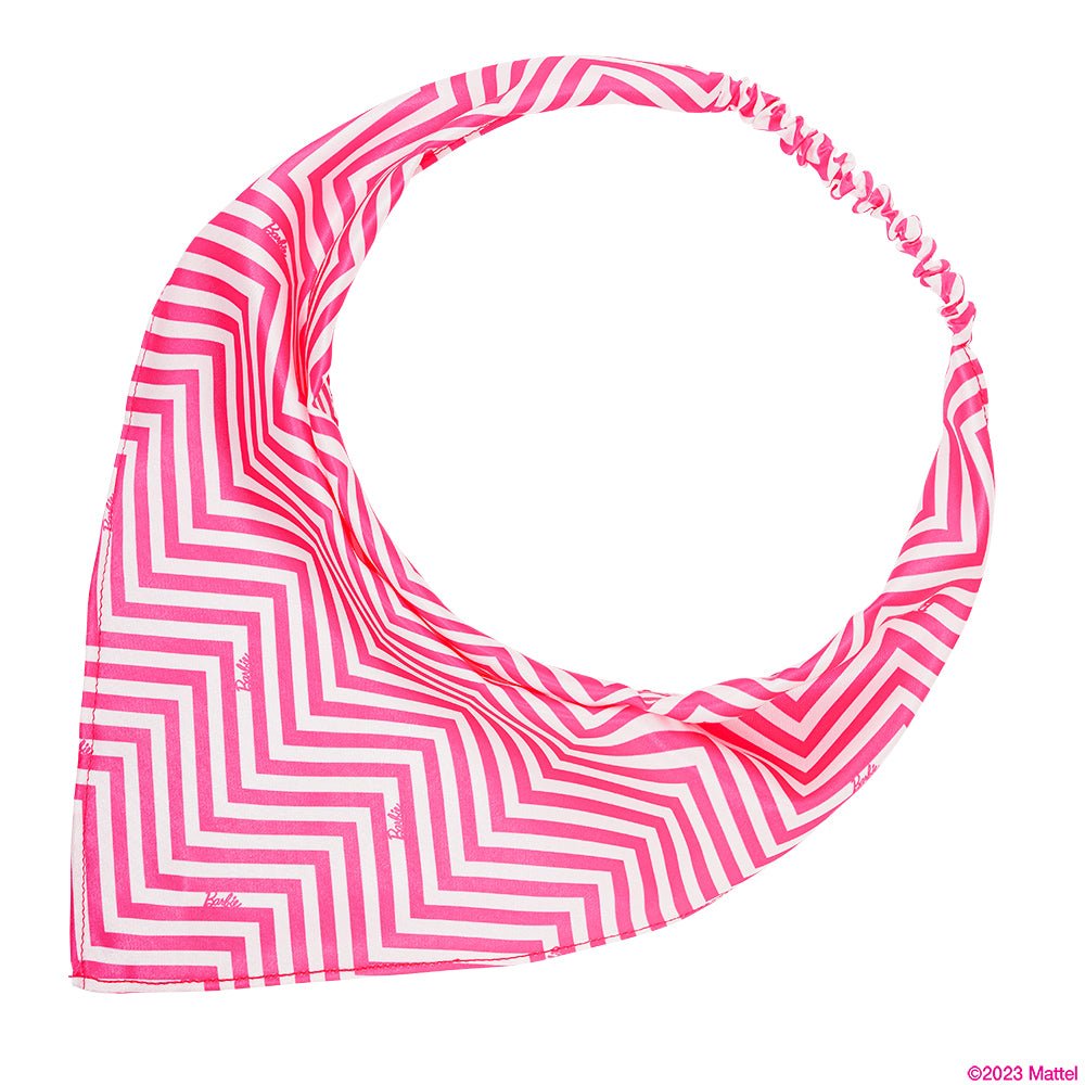 Pink & White Chevron Printed Kids Satin Headscarf Hair Accessory