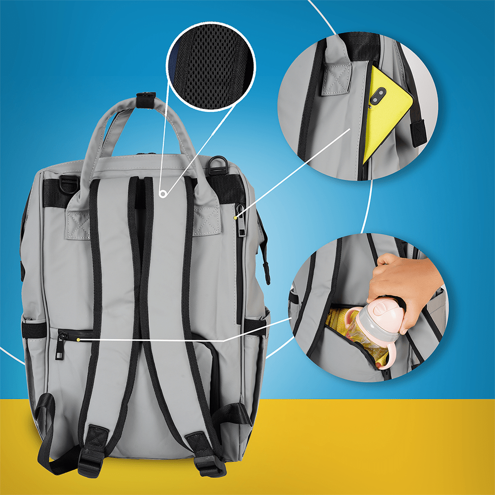 Happy Bear Diaper Bag with Laptop Compartment Multifunctional Travel Blue