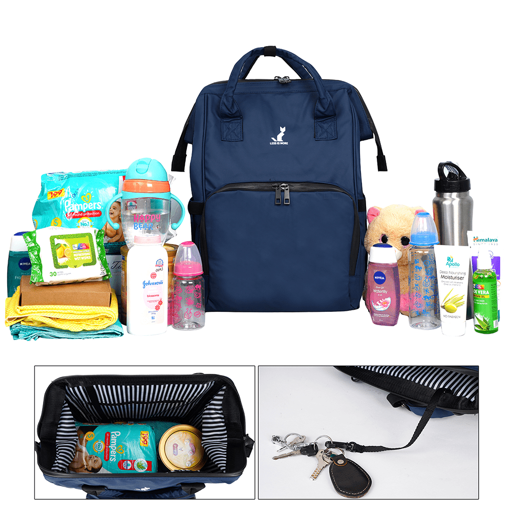 Happy Bear Diaper Bag Laptop Compartment Convertible Tote Backpack Blue 2.09lb