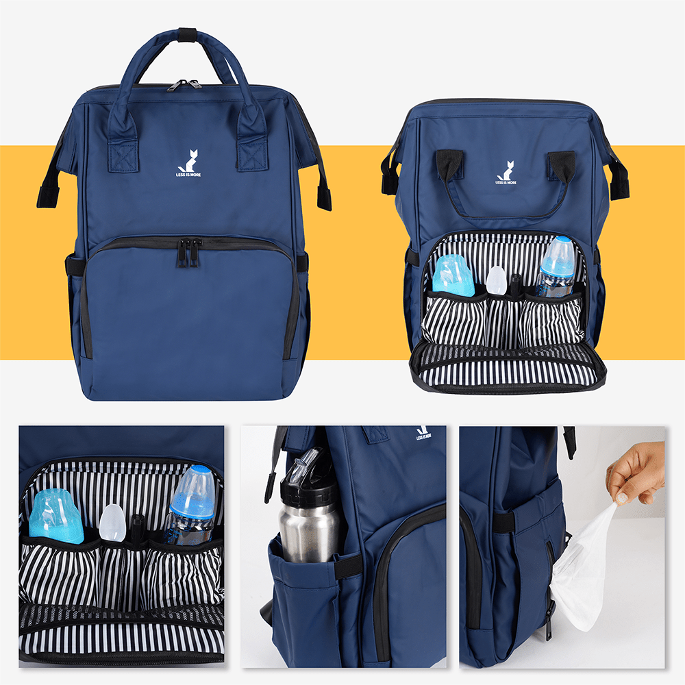 Happy Bear Diaper Bag Laptop Compartment Convertible Tote Backpack Blue 2.09lb