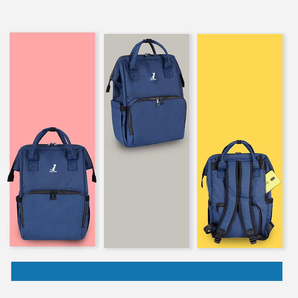 Happy Bear Diaper Bag Laptop Compartment Convertible Tote Backpack Blue 2.09lb
