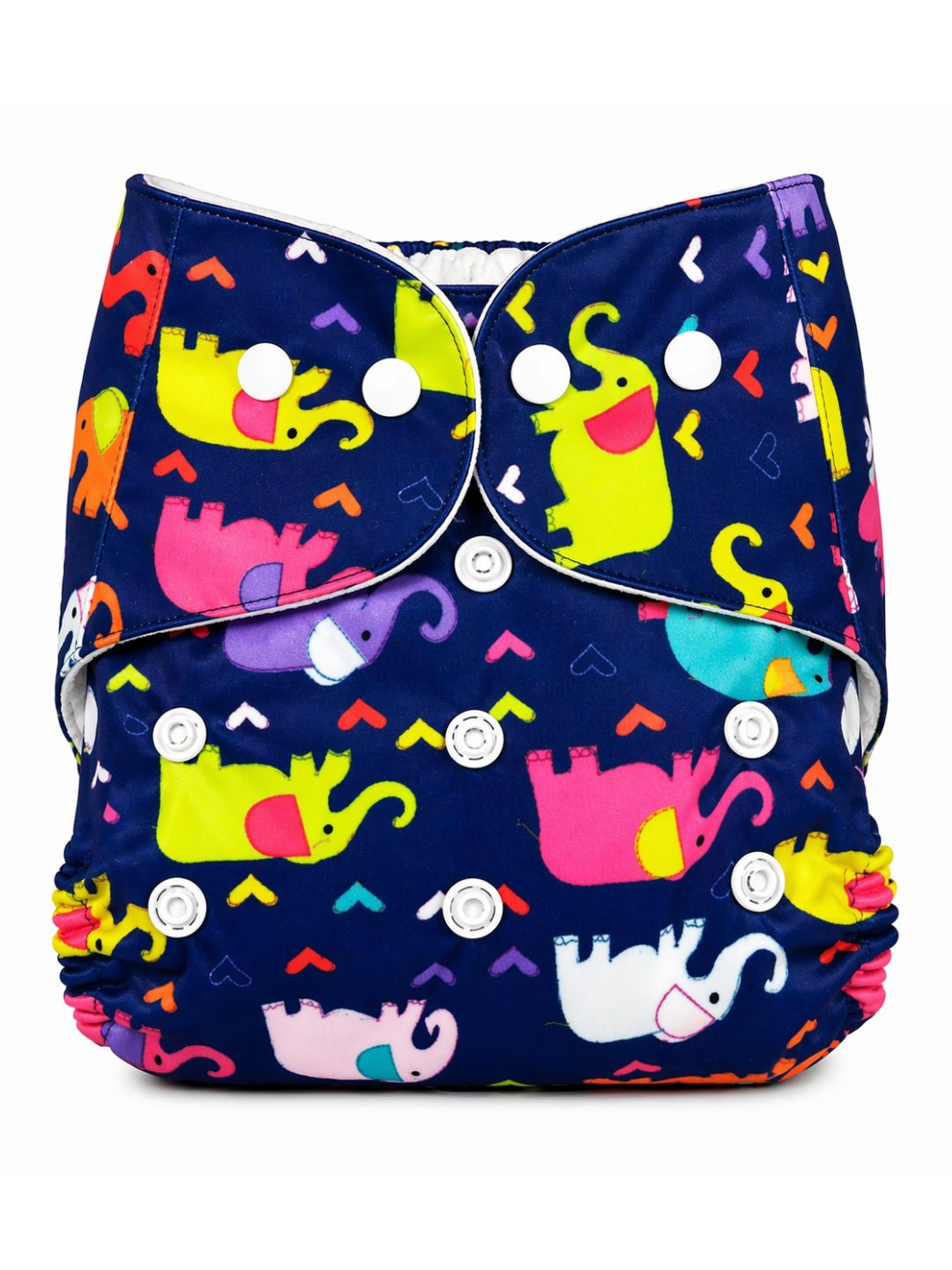 Happy Colorful Elephants Waterproof Reusable Cloth Diaper For Babies