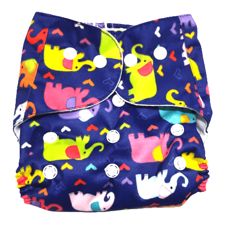 Happy Colorful Elephants Waterproof Reusable Cloth Diaper For Babies