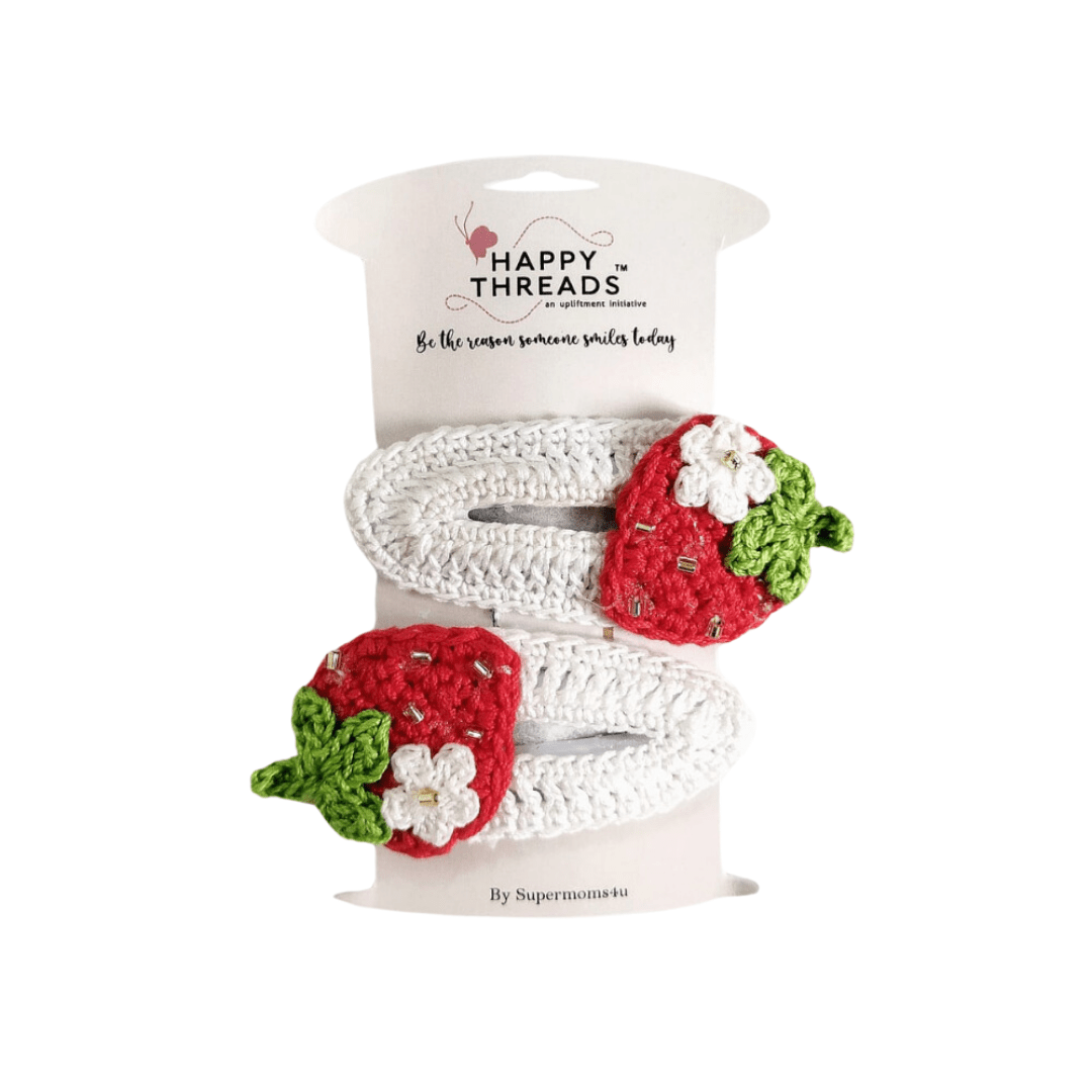 Pink Rose Handcrafted Crochet Kids Hair Clip Accessory