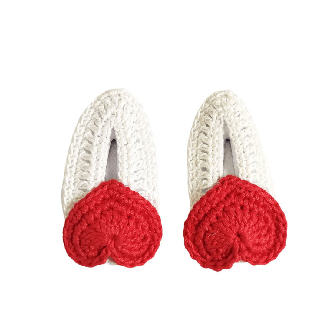 Red Heart Handcrafted Crochet Kids Hair Clip Cotton Accessory