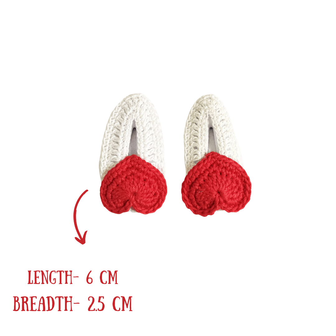 Red Heart Handcrafted Crochet Kids Hair Clip Cotton Accessory