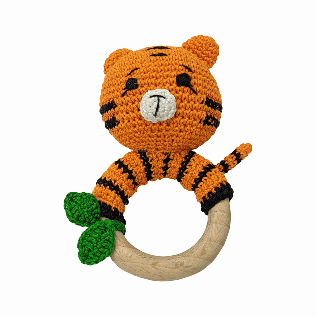 Happy Threads Joyful Tiger Handmade Crochet Rattle For Babies
