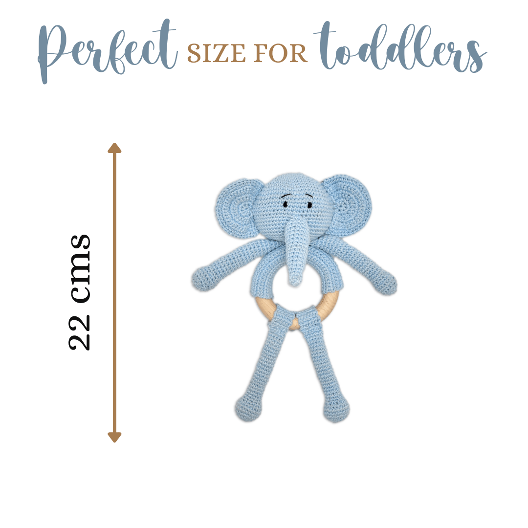 Happy Threads Tiny Trunkies Crochet Baby Rattle Toy For Babies