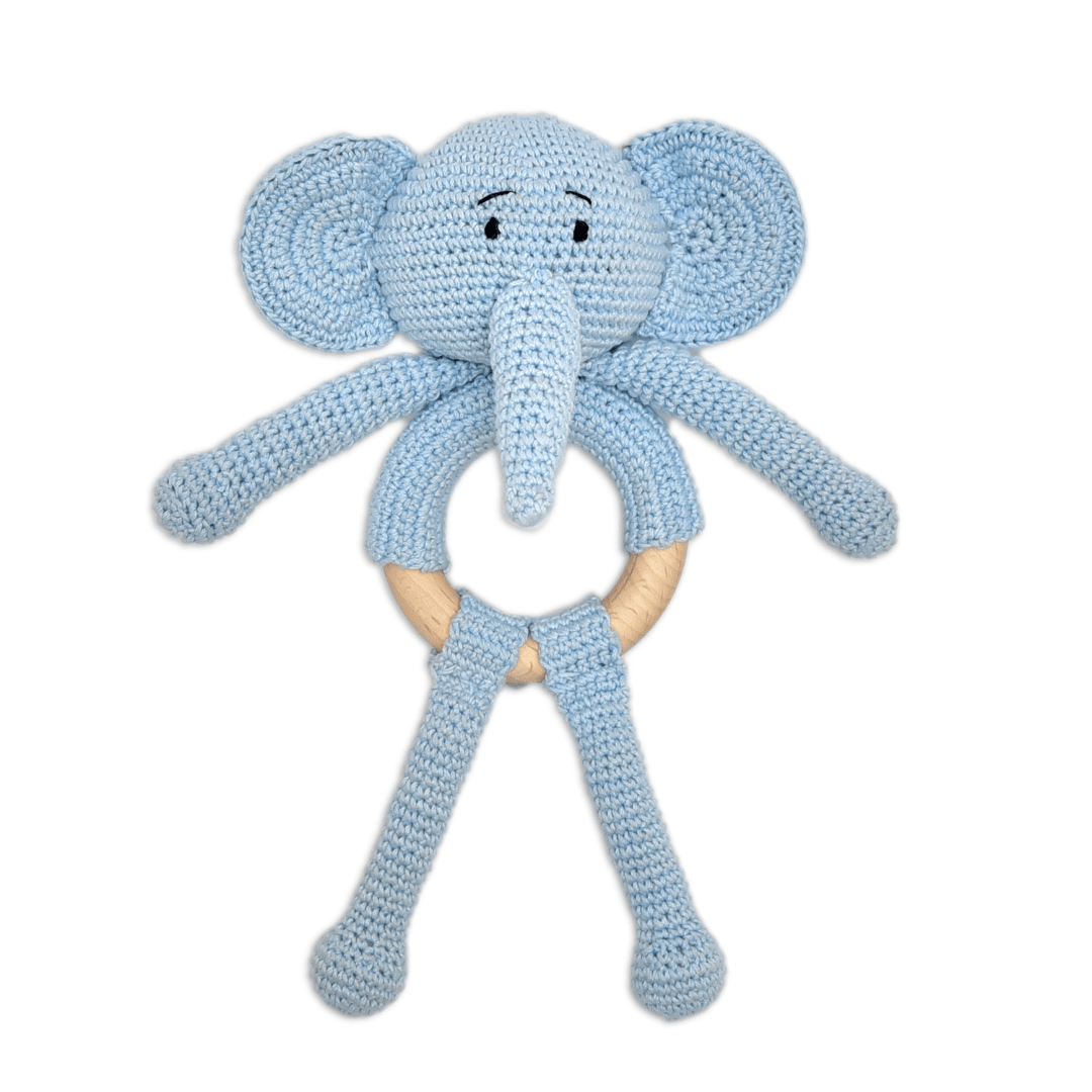 Happy Threads Tiny Trunkies Crochet Baby Rattle Toy For Babies