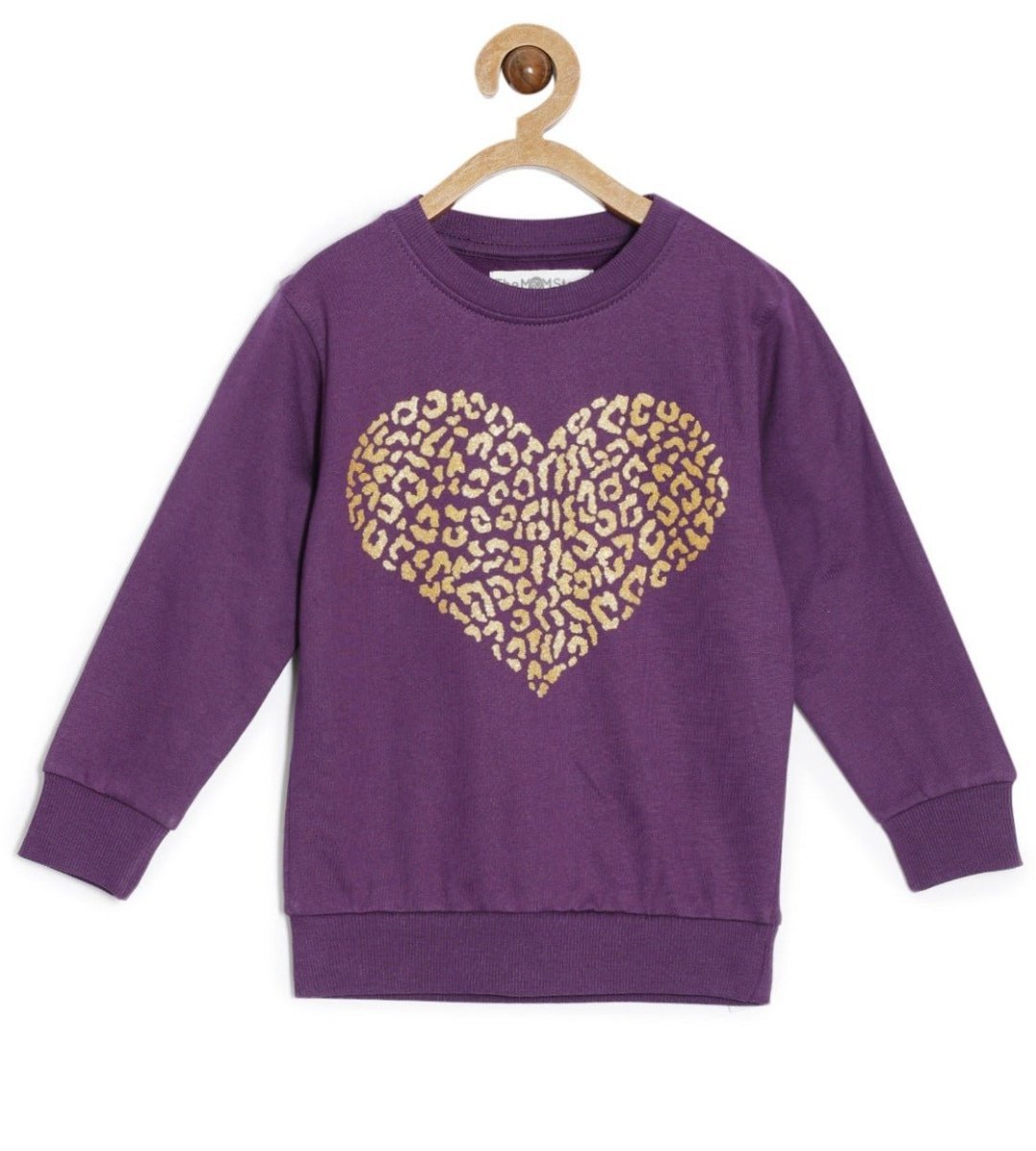 Purple Heart Of Gold Glitter Sweatshirt For Girls